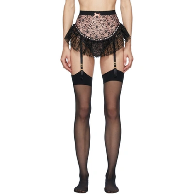 Agent Provocateur Black And Pink Gracelyn Suspender Garter Belt In Black/pink