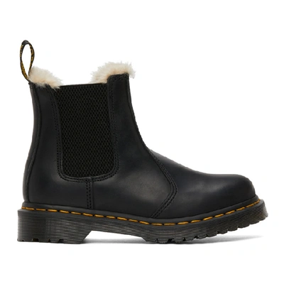 Dr. Martens Damen Leder 2976 Leonore Chelsea Stiefel Mit Kunstpelzfutter In Black Wyoming