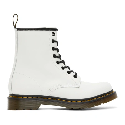Dr. Martens Unisex 1460 Smooth 8 Eye Boots In White Smooth