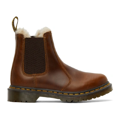 Dr. Martens' 2976 Leonore Fur Lined Chelsea Boots In Brown