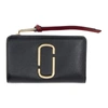 MARC JACOBS MARC JACOBS BLACK AND BURGUNDY SNAPSHOT COMPACT WALLET