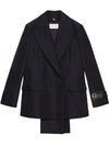 GUCCI REMOVABLE-LAPEL DOUBLE-BREASTED FAILLE BLAZER