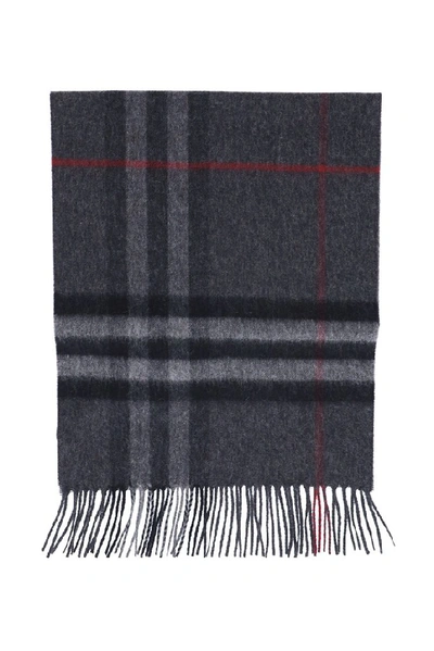 Burberry Checked Scarf In Grey