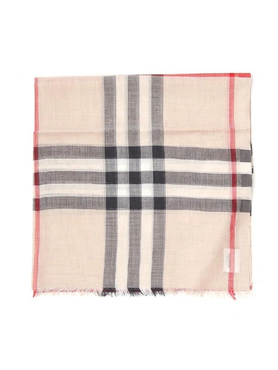 Burberry Lightweight Checked Scarf In Beige