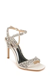 Badgley Mischka Galia Metallic Crystal Stiletto Sandals In Soft White Satin