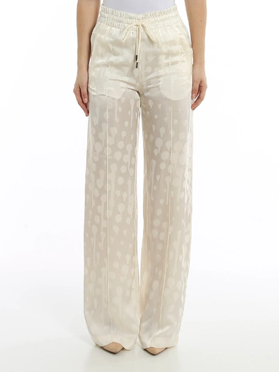 Off-white Satin Jacquard Spotted Tracksuit Pants In Cream
