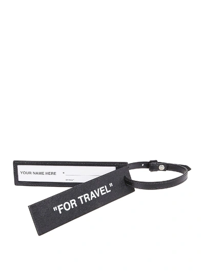 Off-white Leather Luggage Label In Black