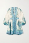 ZIMMERMANN BELLS PAISLEY-PRINT LINEN MINI DRESS