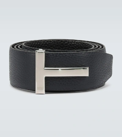 Tom Ford T Icon Reversible Leather Belt In Blue