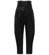 RED VALENTINO LEATHER TAPERED PAPERBAG PANTS,P00485289