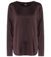 Max Mara Moldava Stretch Silk Long Sleeve Top In Purple