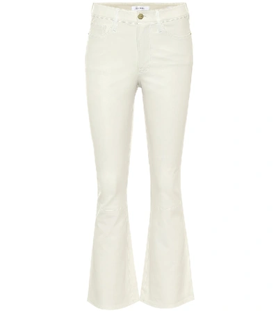 Frame Le Crop Mini Boot Leather Bootcut Trousers In Off White
