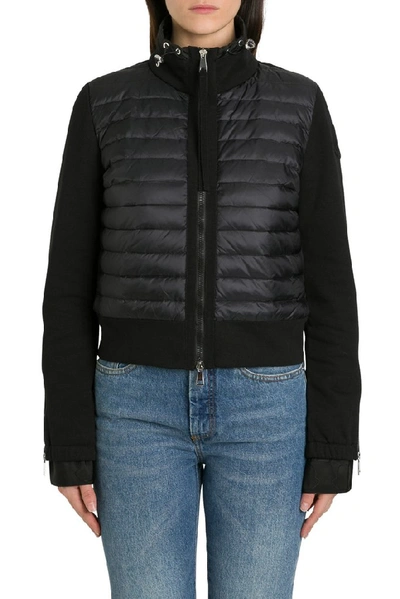 Moncler 棉质针织羽绒开衫 In Black