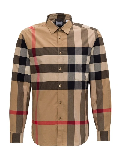 Burberry Checked Print Shirt In Beige