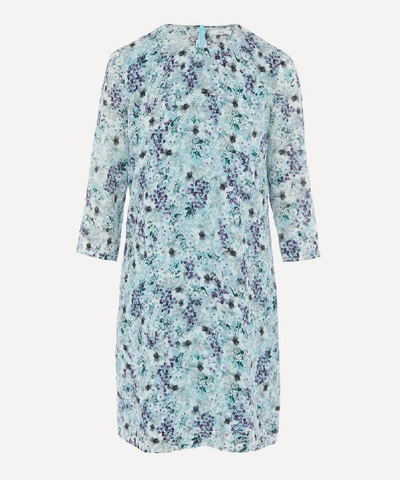 Erdem Emma Floral-print Silk Crepe De Chine Mini Dress In Blue