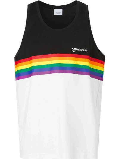 Burberry Rainbow Stripe Print Tank Top In Black