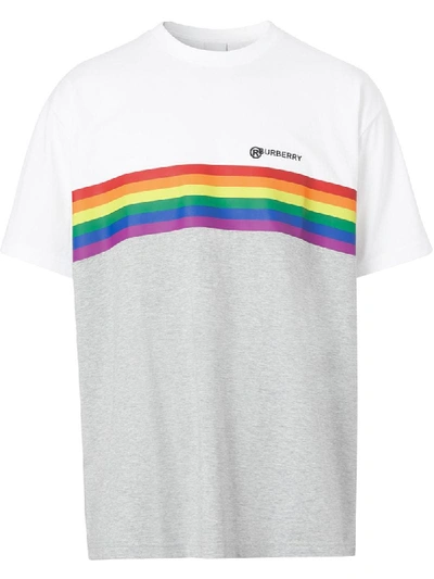 Burberry Rainbow Stripe Print T-shirt In White