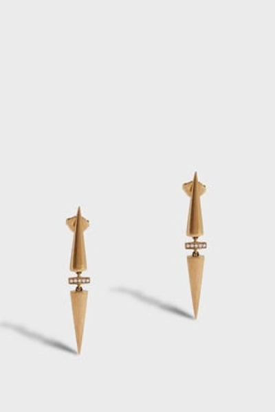 Monique Péan Diamond And 18k Yellow Gold Double Cone Drop Earrings In Metallic