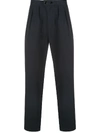 JULIEN DAVID PLEATED YOKE STRAIGHT-LEG TROUSERS