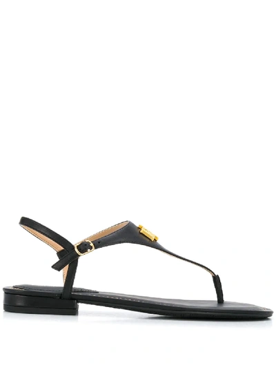 LAUREN RALPH LAUREN LOGO PLAQUE FLAT SANDALS