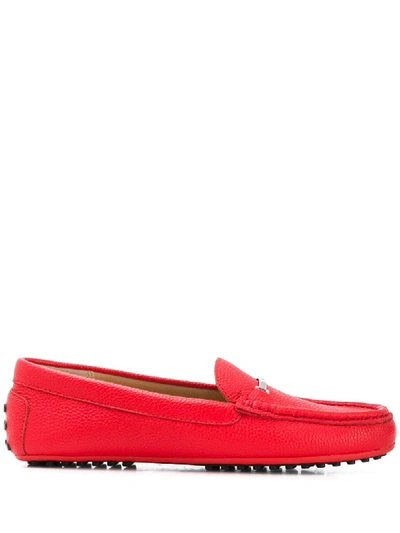 Lauren Ralph Lauren Engraved Logo Plaque Loafers In Red