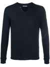 Zadig & Voltaire Monastir Henley-neck Sweater In Blue