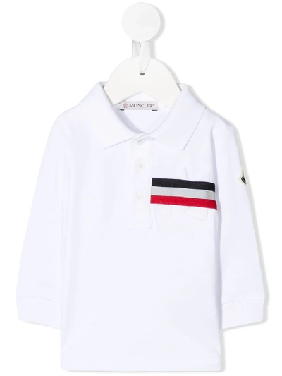 Moncler Babies' 三条纹polo衫 In White