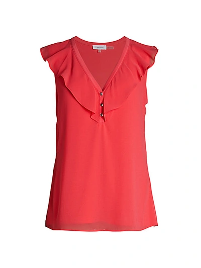 Calvin Klein Ruffle-trim Blouse In Watermelon