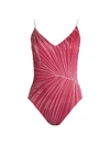 Gottex Palm Leaf Graphic & Illusion Stripe One-piece Swimsuit In Raspberry