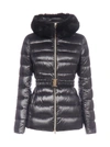 Herno Sofia Fox-collar Belted Quilted Nylon Down Jacket In Nero
