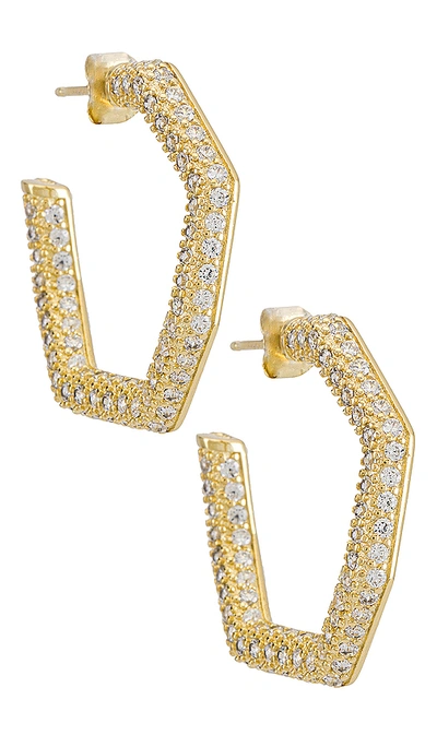 The M Jewelers Ny Single Sided Pave Lulu Hoops In Metallic Gold