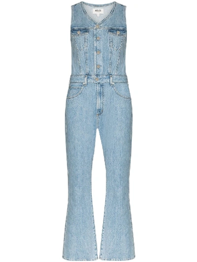 Agolde Fitted Sleeveless Denim Jumpsuit In Denim-lt