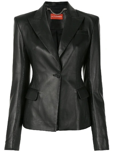 Altuzarra Fenice Two-button Leather Jacket In Black