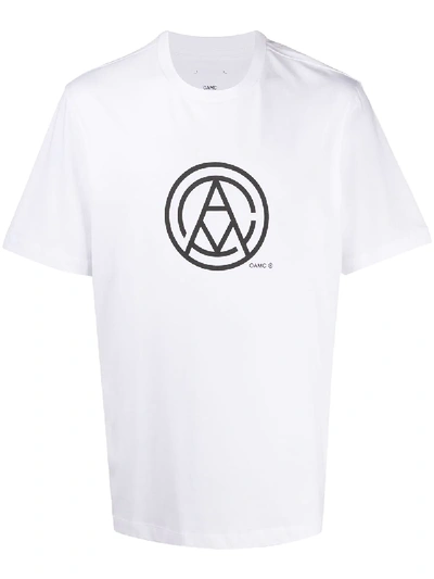 Oamc Mono Graphic-print Cotton T-shirt In White