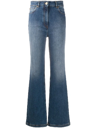 Versace High Waist Cotton Denim Flared Jeans