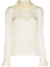 Saint Laurent Striped Blouse With Stripes And Frills In Neutrals