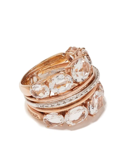 Brumani 18kt Rose And White Gold Looping Shine Diamond And Quartz Ring In Rose Gold