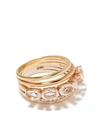BRUMANI 18KT ROSE AND WHITE GOLD LOOPING DIAMOND AND QUARTZ RING