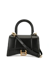 Balenciaga Hourglass Small Leather Top Handle Shoulder Bag In Black