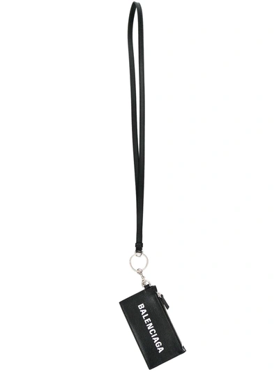 Balenciaga Cash Card Holder Keyring In 1090 - Black