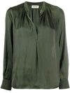 ZADIG & VOLTAIRE SLIT-NECK SATIN BLOUSE