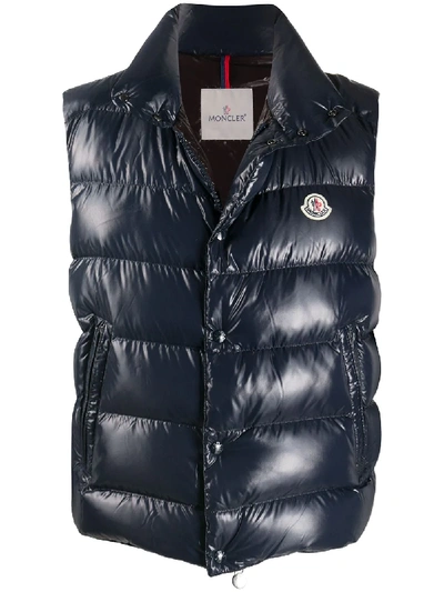 Moncler Snap-button Fastening Padded Gilet In Blue