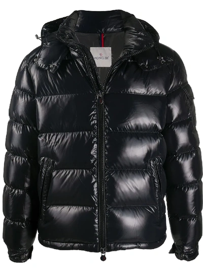 Moncler Men Detachable Hood Padded Down Jacket In Black