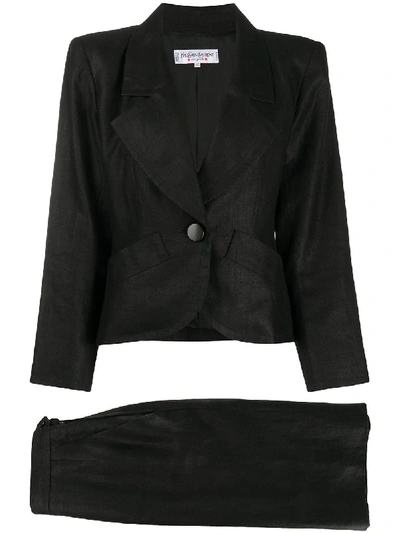 Pre-owned Saint Laurent Slim-fit Skirt Suit In Black
