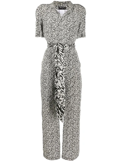 Pre-owned Chanel Patterned Tie Waist Jumpsuit In Black