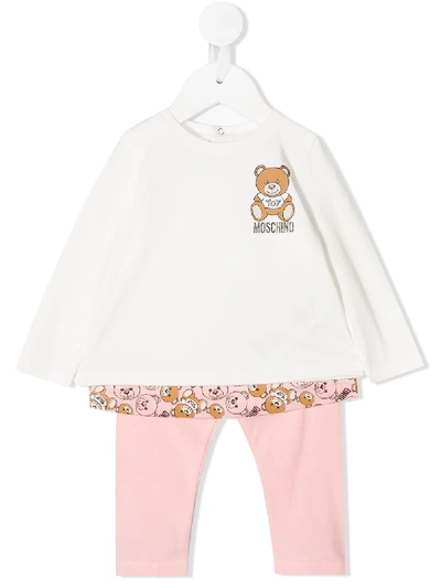 Moschino Babies' Bear Print Tracksuit Set In White