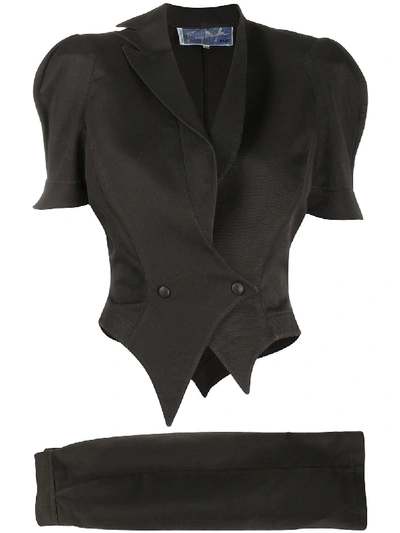 Pre-owned Mugler Top And Skirt Suit In Black