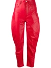 Attico High-waisted Tapered Trousers In Red