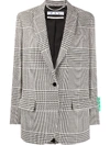 Off-white Houndstooth-check Single-breasted Blazer In Black