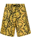 Versace Barocco-printed Swim Shorts In Black